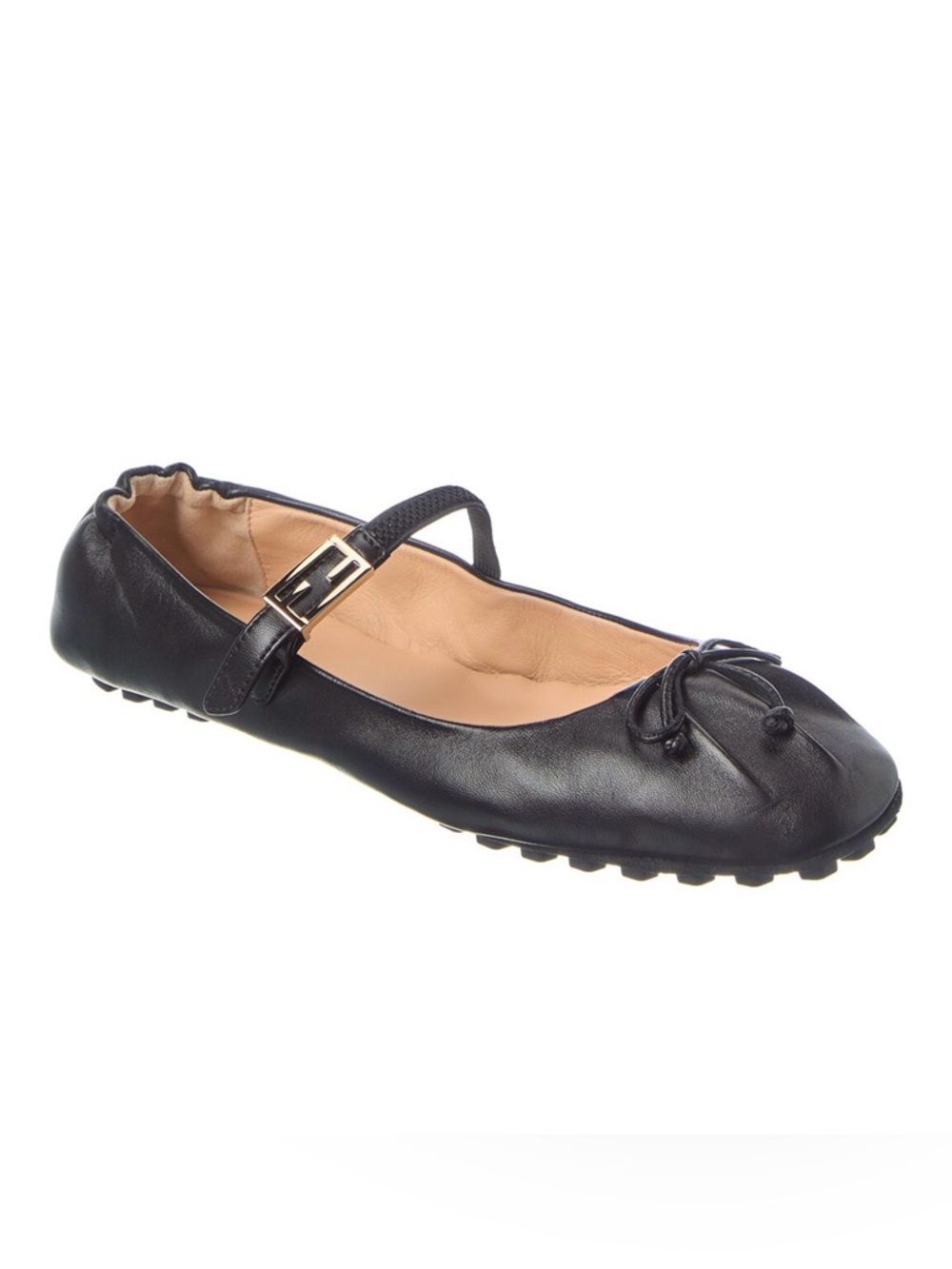 Fendi baguette Black Leather Mary Jane Ballet Flat